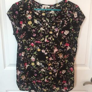 Colorful floral print pleione top
